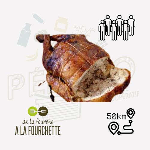 Pintade/Roti de dinde farcie aux champignons des bois et lardons au vin rouge (6pax)